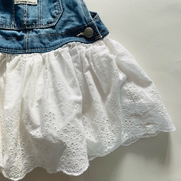 Vintage Osh-Kosh Denim Overall Eyelet Dress 2T - Picture 6 of 6